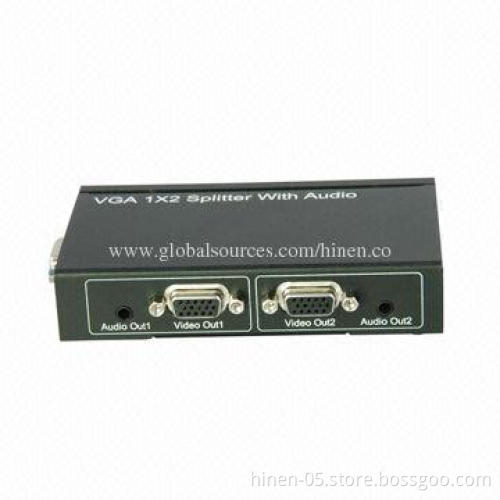 VGA Splitter 1x2 with Audio, Supports Highest Video Resolution Up to 1920 x 1200 and 1080p